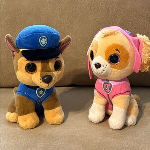 Paw Patrol TY Chase & Skye. Stuffed toys.  Like new. Approximately 7 in tall.